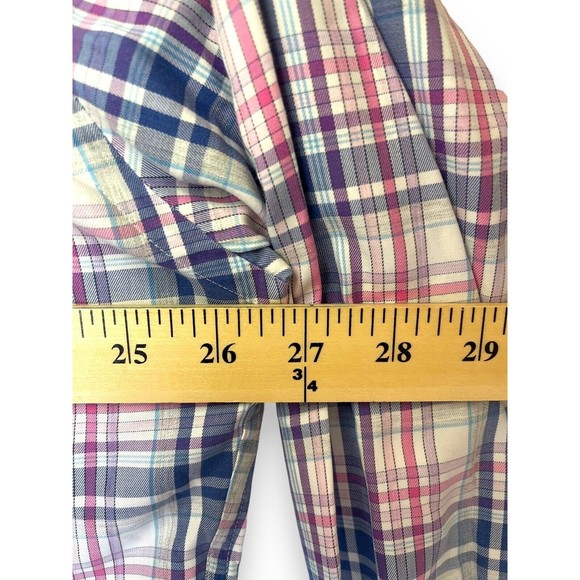 Peter Millar Men's XL Blue Pink Plaid Button-Up Shirt Casual Long Sleeve Cotton - Picture 10 of 13